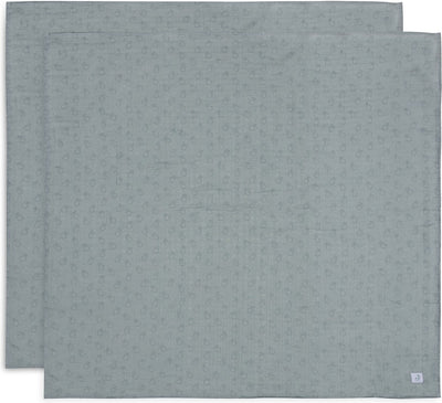 Jollein x Miffy - tissu hydrophile grand 115x115cm - emmaillotage - coton doux - 2 pièces - silhouettes miffy vert d'eau