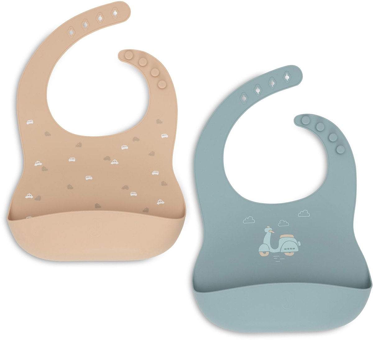 Jollein bavoirs en silicone pour bébé - en déplacement - paquet de 2