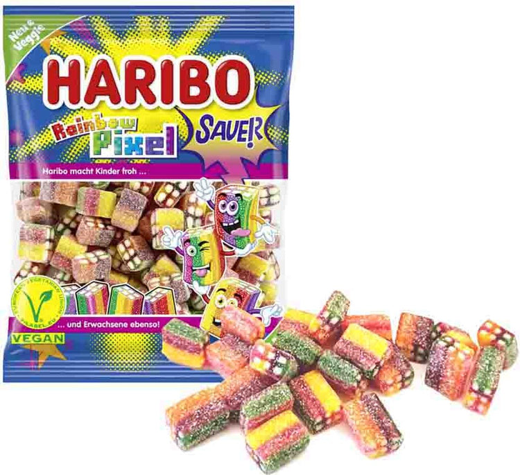 Haribo Rainbow Pixel F!zz - Bonbons acidulés aux saveurs de fruits - Sac de 1 kg