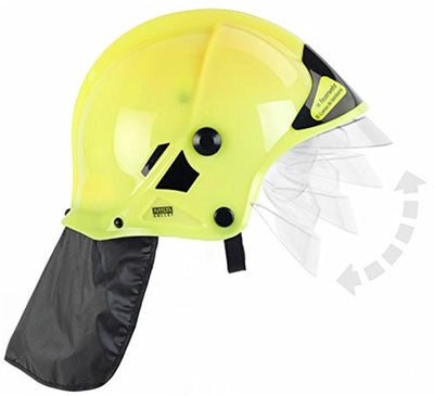 Klein Toys - casque de pompier - 31x17,5x21 cm - s'allume dans le noir - incl. visière mobile et taille réglable - jaune noir