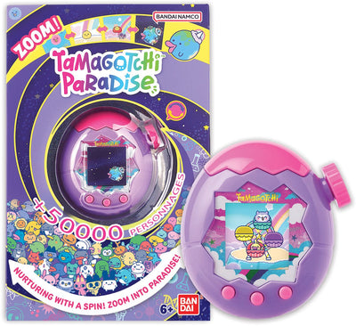 Bandai - tamagotchi paradise sky - animal virtuel à éduquer - tamagotchi avec molette de zoom - jouet interactif en anglais - modèle ciel violet et rose - jouet enfant 6 ans et + - 43423
