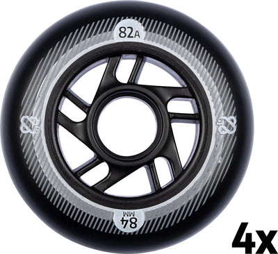 Jeu de roues pour patins en ligne Nijdam - 84x24 mm - 4 pcs - noir noir