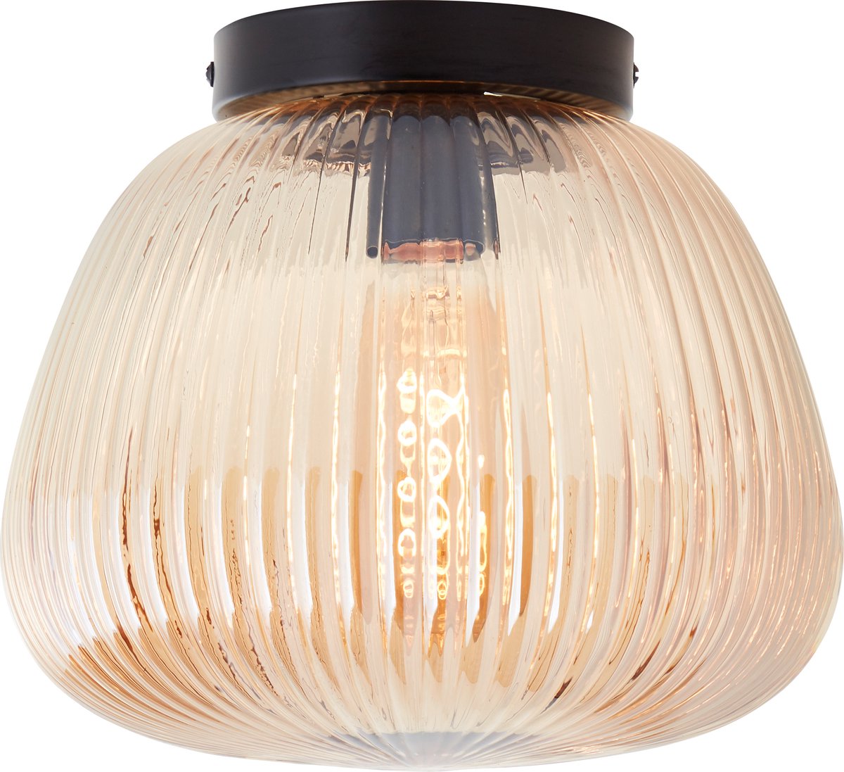Brilliant Kaizen - plafonnier - 1 lumière ronde - verre - 1xe27 max 40w - ambre noir