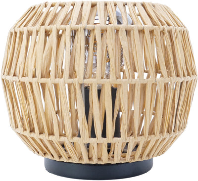 Lampe de table Eglo sheldon - e27 - ø 21 cm - noir marron naturel - papier