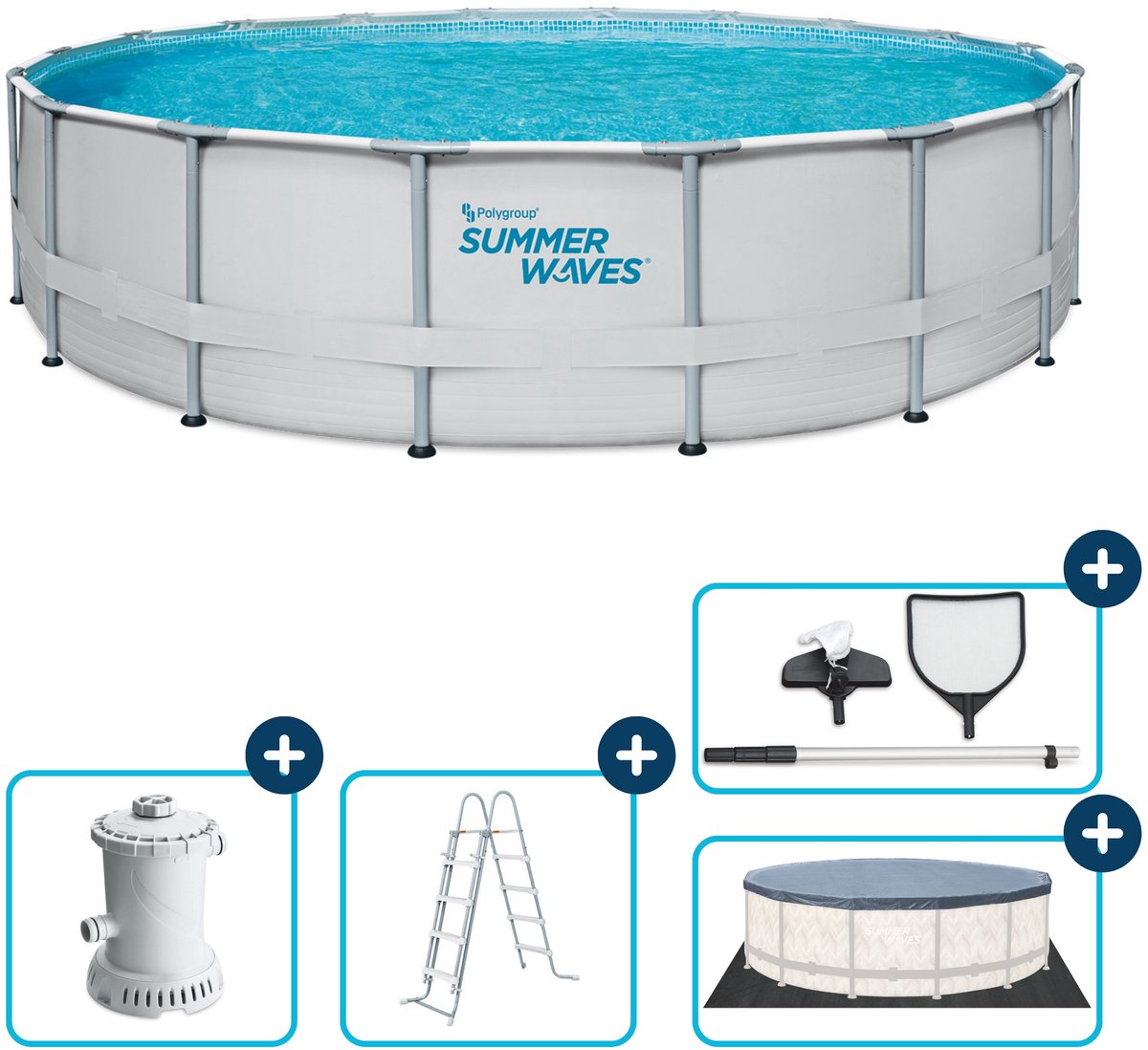 Vagues d'été Cadre d'élite de piscine 549 x 132 cm + pompe filtrante