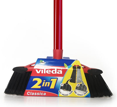 Vileda master - 2 en 1 - brosse balai avec manche - deux types de poils = double puissance de nettoyage avec poteaux