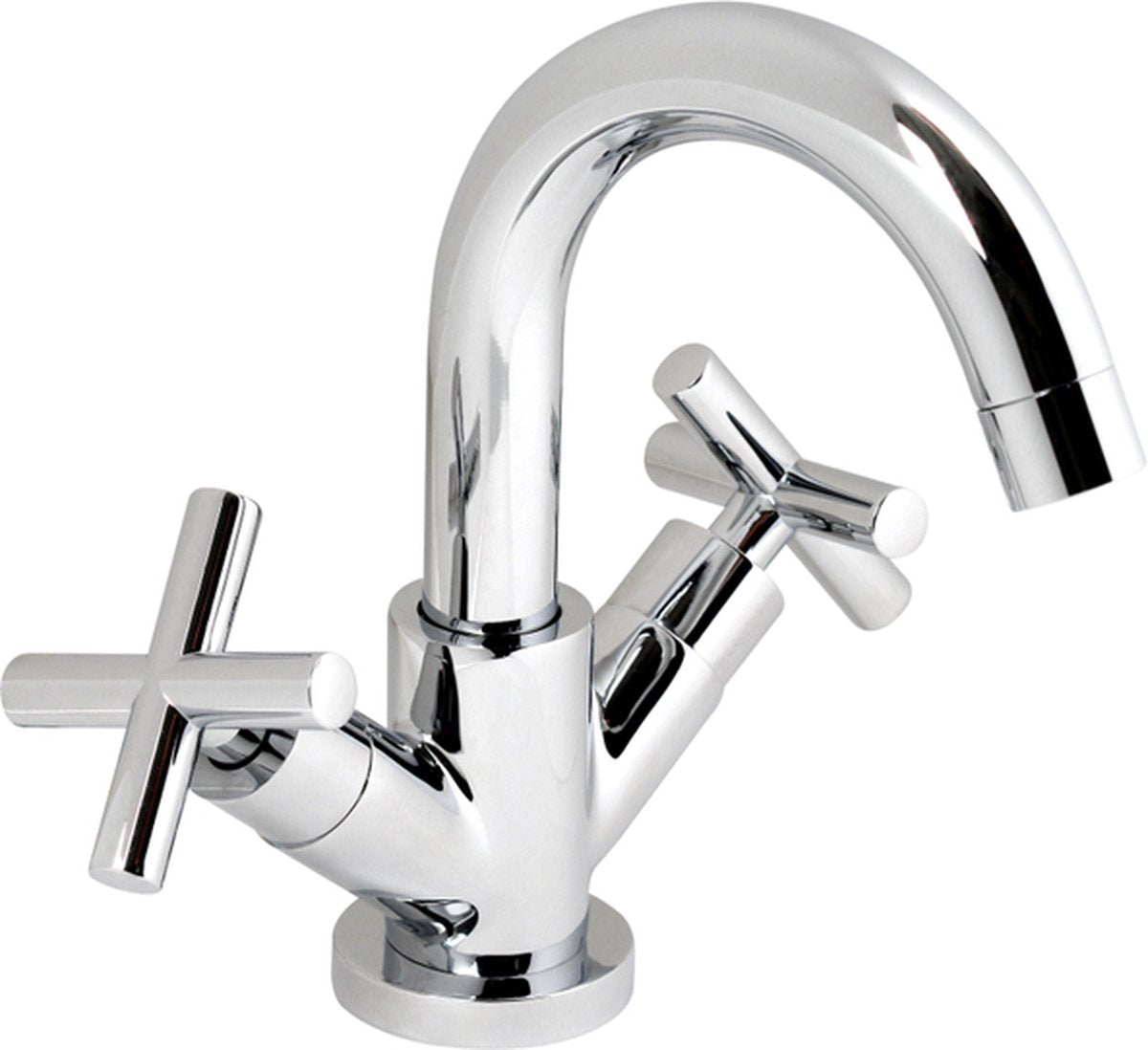 Robinet de lavabo en croix Plieger - avec bec haut pivotant - chrome