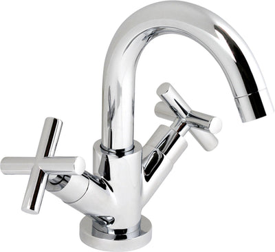 Robinet de lavabo en croix Plieger - avec bec haut pivotant - chrome