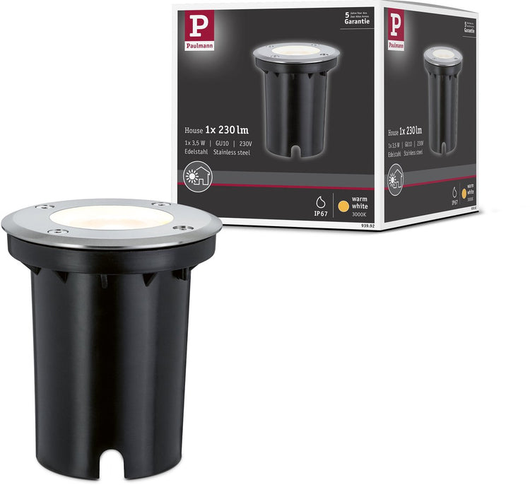 Paulmann Lampe encastrable au sol LED IP67 ronde 108 mm 3000K 3,5W 230lm 230V acier inoxydable métal