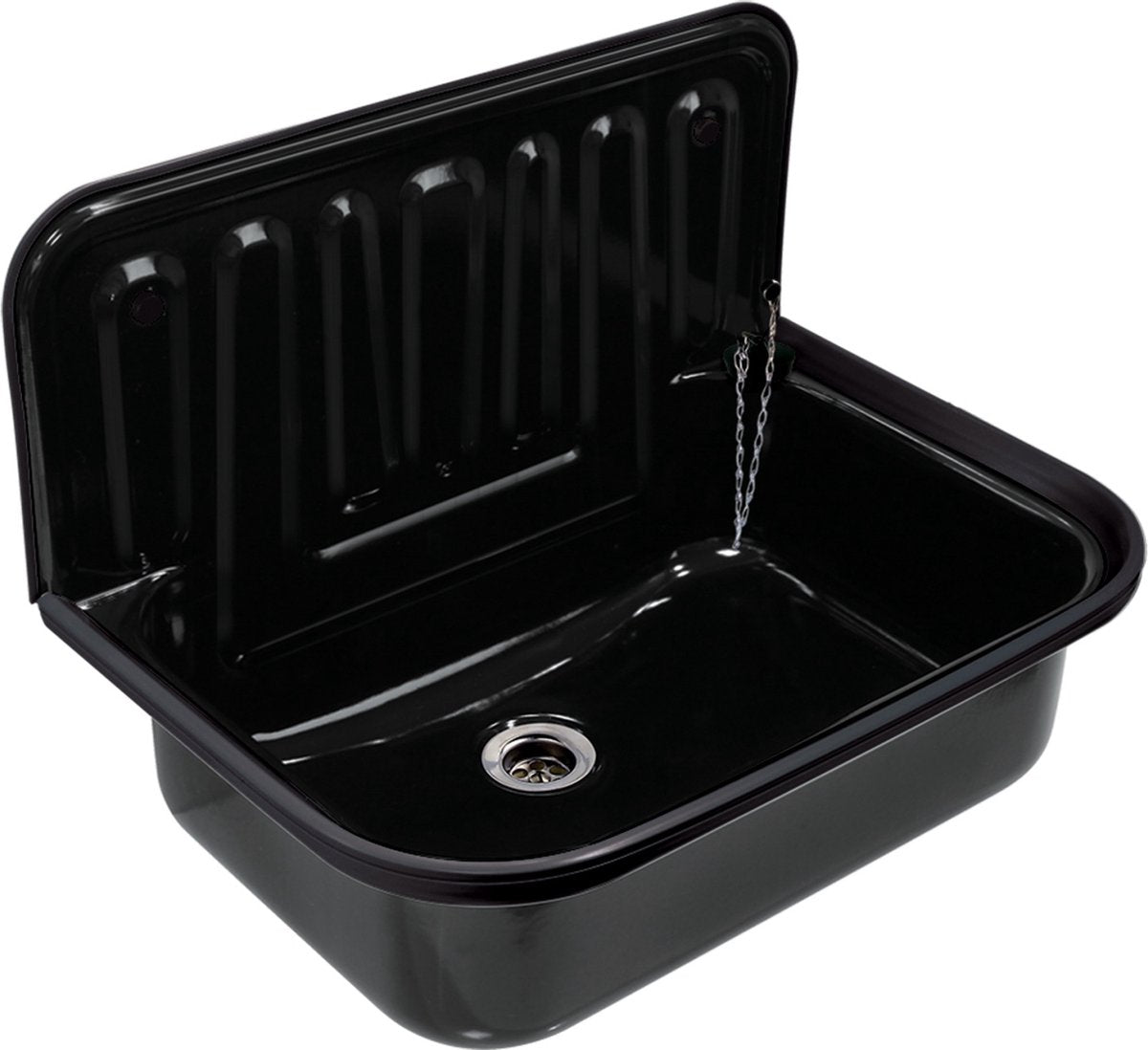 Évier verseur sans marque sans marque différent 50x33cm avec bouchon de vidange noir