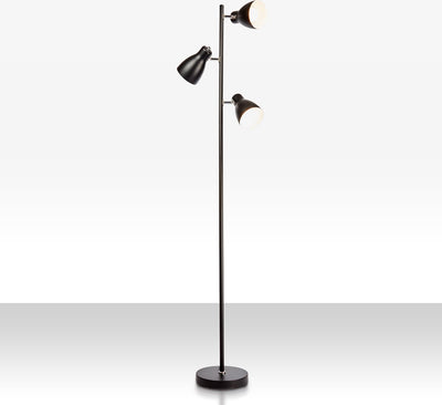 B.k.licht - lampadaire industriel - lampadaire en or noir - barre rotative - avec culot E27 - h.: 166cm
