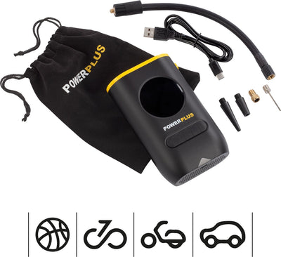 Pompe à air Powerplus powx1710 - compresseur de 8v - débit d'air de 16l min - 4 buses