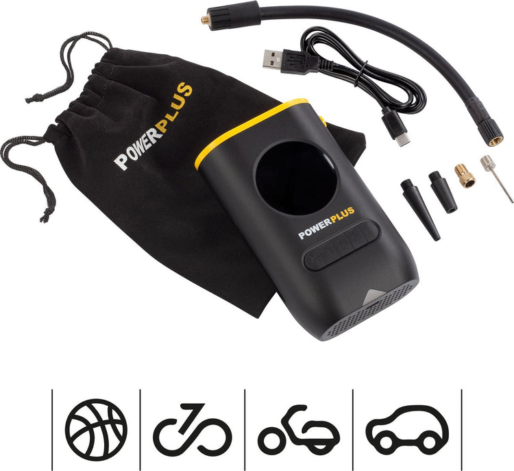 Pompe à air Powerplus powx1710 - compresseur de 8v - débit d'air de 16l min - 4 buses