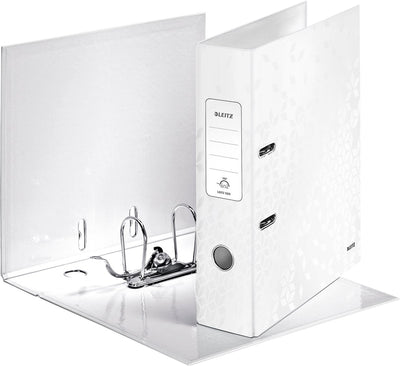 Ordner leitz 10050001 carton 80g m2 a4 largeur 8cm blanc perle trou de préhension étiquette au dos