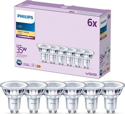 Spot LED Philips - 35 w - gu10 - lumière blanc chaud - 6 pièces