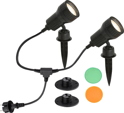 Spot de sol LED Briloner avec brochette noire, 2 pièces