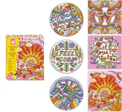 Janod les ateliers du calme - dreamland glittering contours and patterns - 6 paintings to decorate with lines and patterns - suitable from 8 years