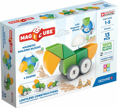 Roues de formes recyclées Geomag magicube - blocs de construction magnétiques - 13 pièces - à partir de 4 ans