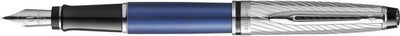 Waterman expert deluxe, stylo plume, laque bleu métallisé avec détails palladiés, plume moyenne avec palladium
