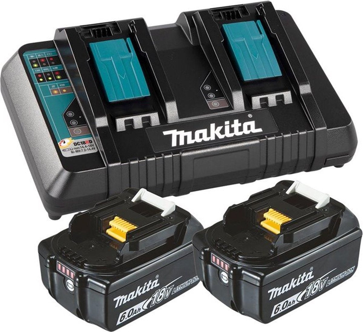 Kit source d'alimentation Makita 199484-8 - 1x DC18RD + 2x BL1860B