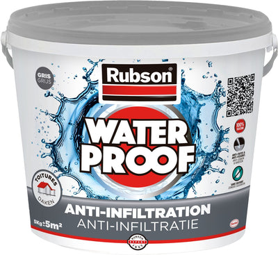 Rubson anti - infiltration gris 5kg | revêtement de toitures, fondations et matériaux enterrés | technologie silicone basée pour une élasticité maximale | revêtement durable et résistant aux UV | protection à long terme contre l'humidité.