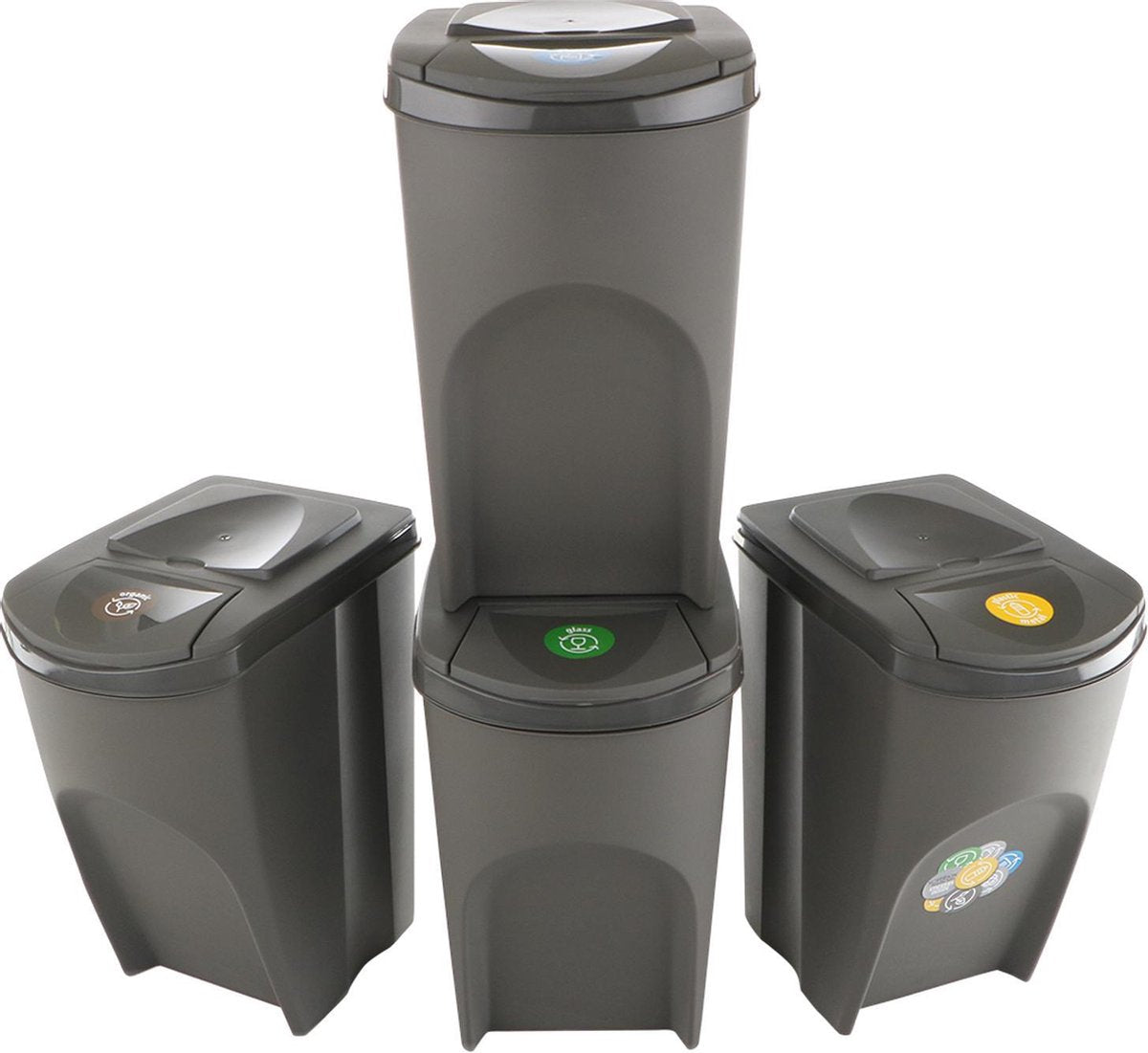 Prosperplast sortbox ensemble de poubelles de séparation 4x35l - gris