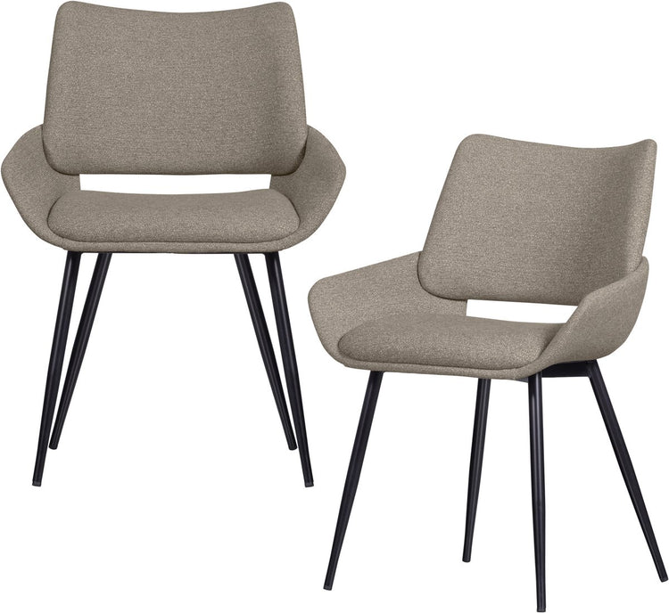 Chaises de salle à manger Woood Parade - tissu mélangé - sable - lot de 2