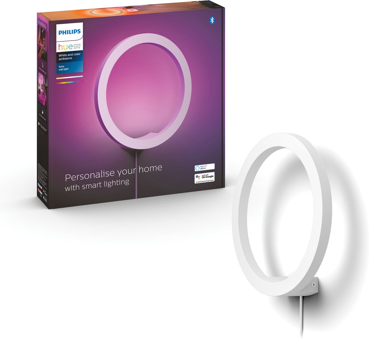 Applique Philips Hue Sana - lumière blanche et colorée - blanc