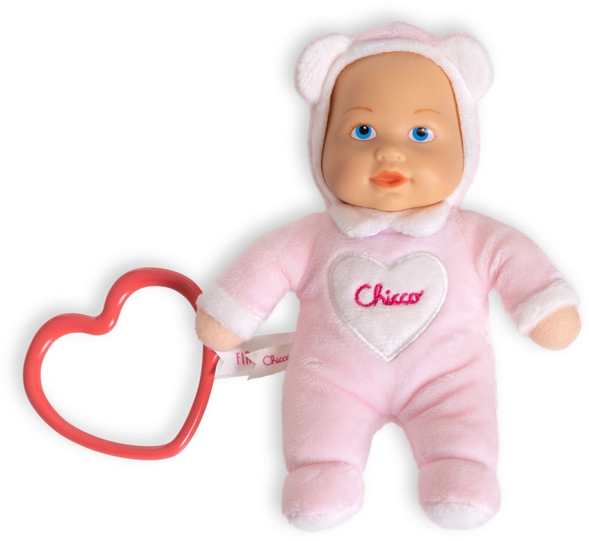 Chicco poupée mon doudou - ma petite poupée - doudou doux avec anneau de dentition en forme de coeur - rose (0m+)