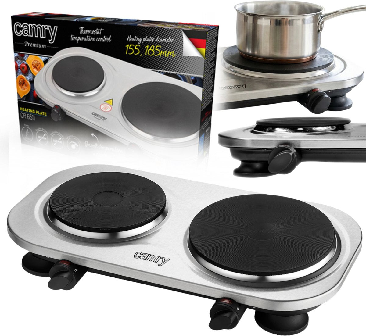 Camry cr 6511 - table de cuisson - électrique - double - 2500 watts