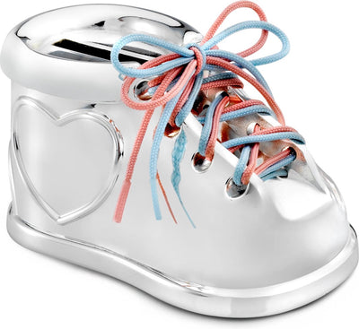 Zilverstad - tirelire chaussure 2 couleurs lacets couleur argent