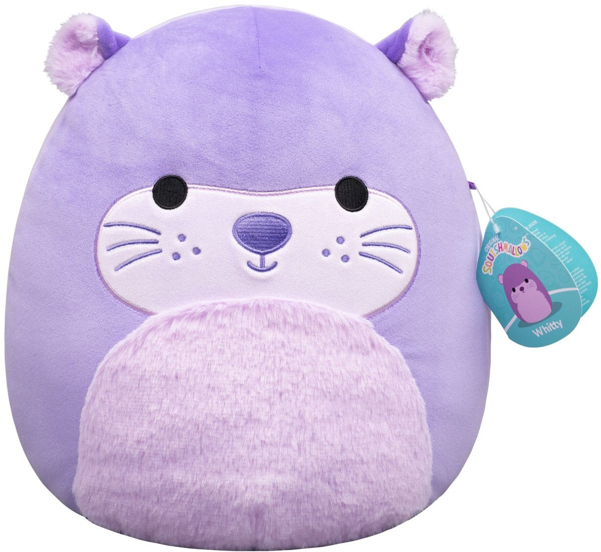 Squishmallows Jazwares - peluche moyenne (blanche - loutre de mer violette avec ventre flou violet clair) - peluche 30 cm