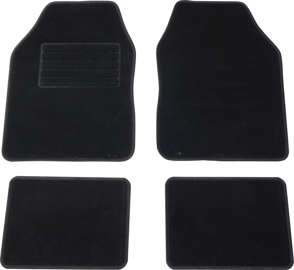 Carpoint set de tapis malibu - 4 pièces - 2 tapis avant - 2 tapis arrière - fond antidérapant - talon renforcé - bords ourlés - noir
