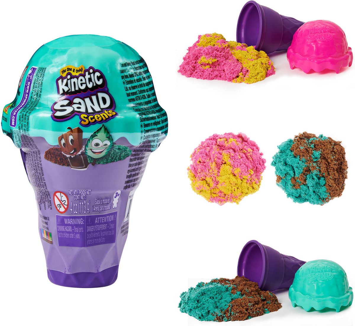 Spinmaster cinétique de sable de sable contenant de crème glacée Assorti de sable parfumé
