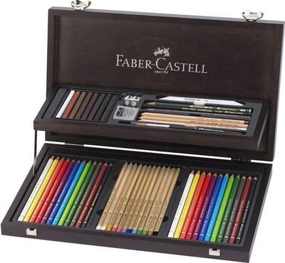 Crayons de couleur Faber-castell - boîte en acajou compendium - 54 pièces - fc-110084
