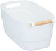 Panier de rangement Alpina - 33 x 18 x 15 cm - plastique - manche en bois