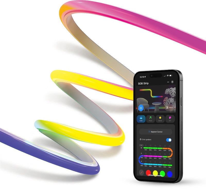 Bande LED intelligente Calex, 3 mètres, RVB, 16 millions de couleurs, contrôlable par application, synchronisation de la musique, intensité variable, WiFi 2,4 GHz, éclairage d'ambiance