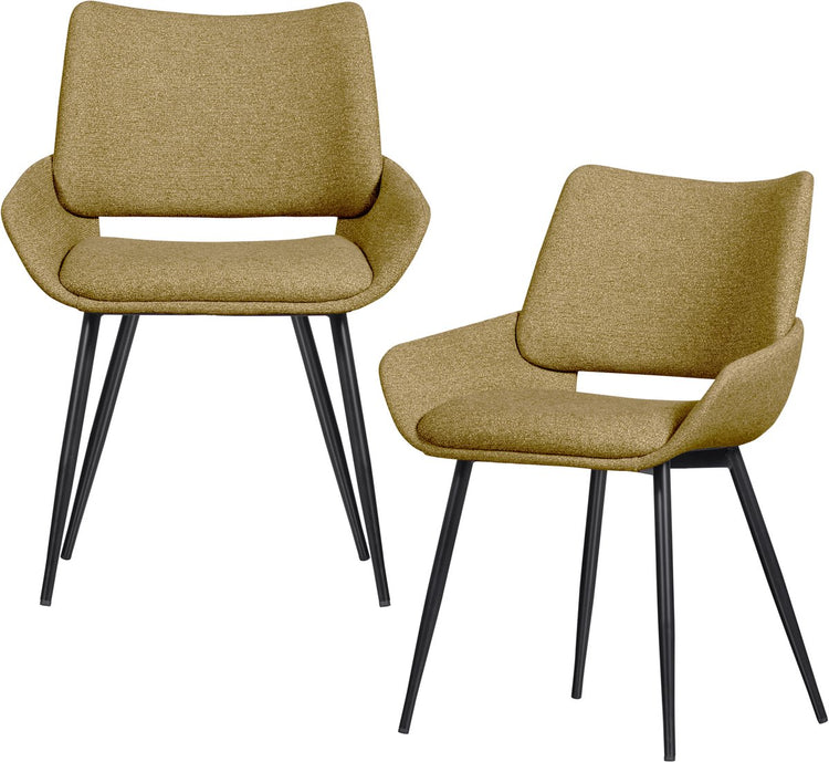 Chaises de salle à manger Woood Parade - tissu mélangé - moutarde - lot de 2