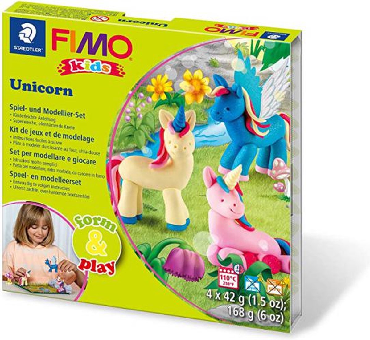 Fimo kids 8034 - pâte à modeler durcissant au four - jeu de formes licorne