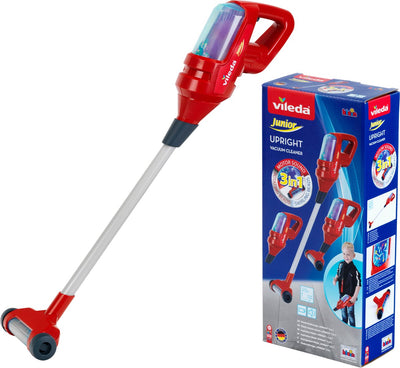 Klein Toys vileda aspirateur balai 3en1 - incl. fonction tourbillonnante, roulement doux et buse à main supplémentaire - 15x15x71,5 cm - rouge
