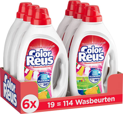 Gel Reus Color - lessive liquide - lessive colorée - pack économique - 6 x 19 lavages