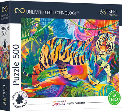 Puzzle Trefl 500 pièces tigre rencontre carton durable FSC.