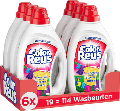 Gel Reus Color - lessive liquide - linge coloré - 6 x 19 lavages - pack économique