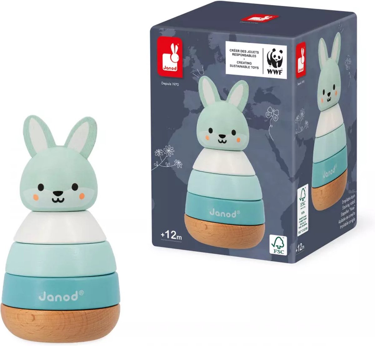 Janod - wwf - gobelet empilable - lapin