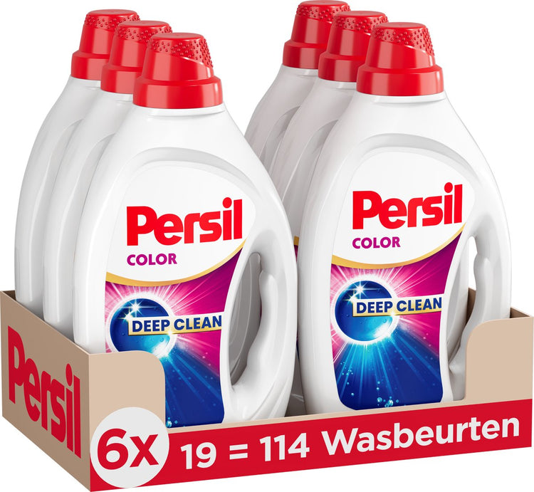 Persil gel color - lessive liquide - linge coloré - 6 x 19 lavages - pack économique