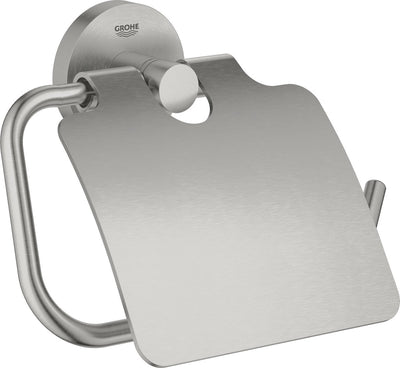 Porte-rouleau de papier toilette Grohe essentials - avec couvercle - supersteel (acier inoxydable) - 40367dc1