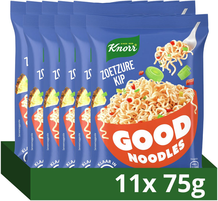 Knorr good noodles - poulet aigre-doux - sans colorants ni conservateurs artificiels - 11 x 75 g