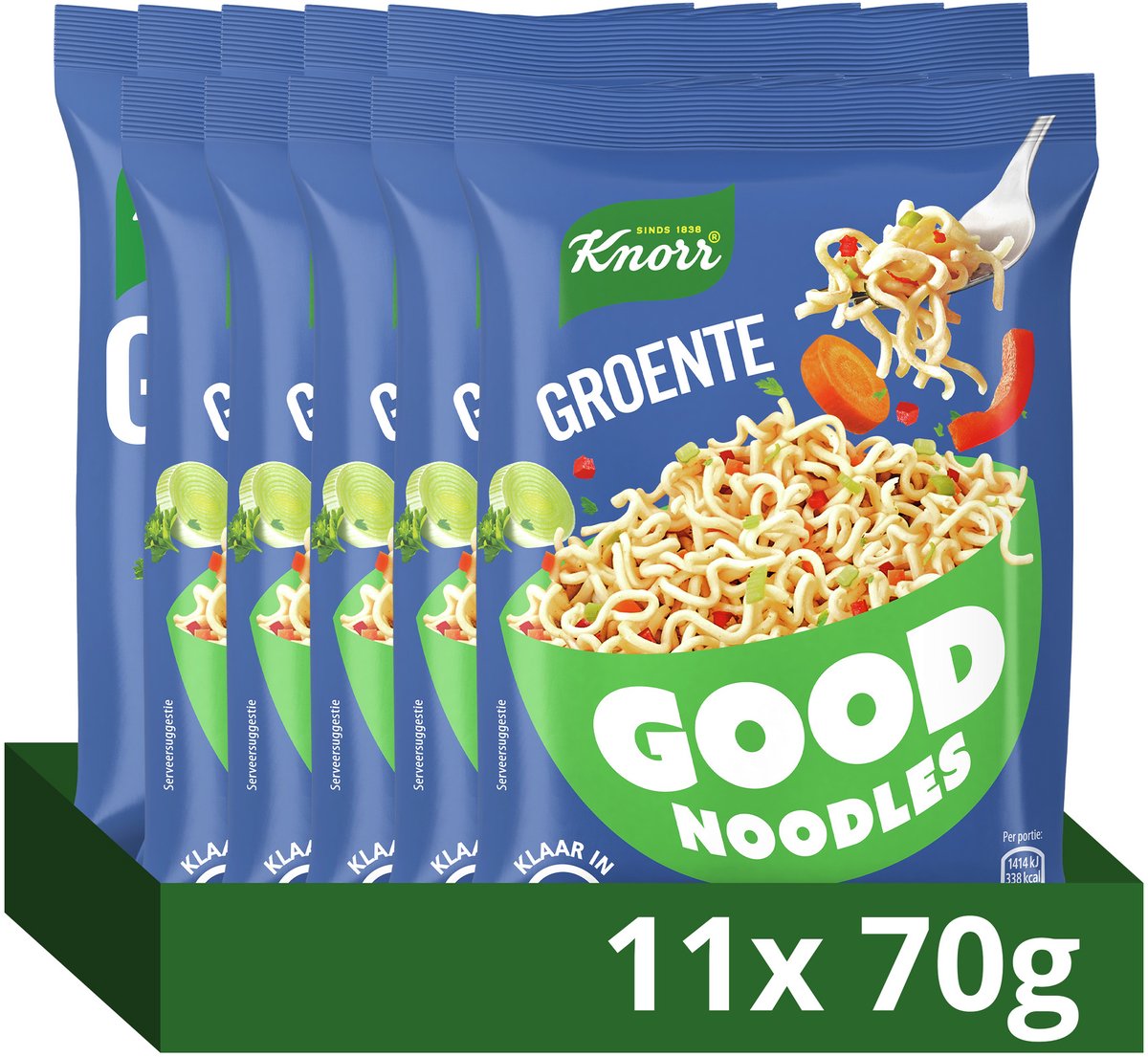 Knorr bonnes nouilles - végétales - sans colorants artificiels ni conservateurs - 11 x 70 g