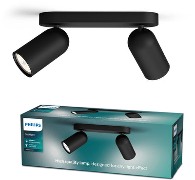 Spot en saillie Philips LED Philips Pongee - 2 lumières - noir