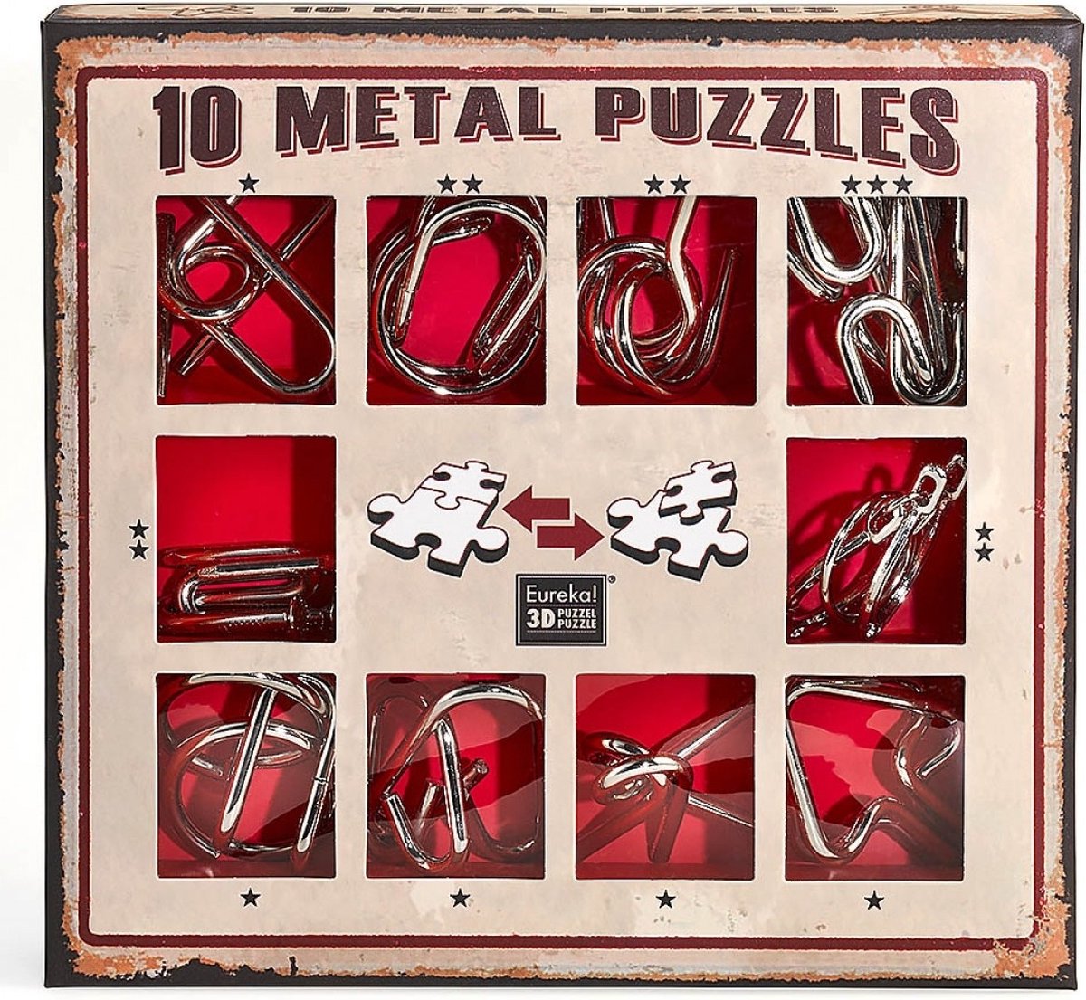 Jeu de casse-tête rouge, 10 pièces.